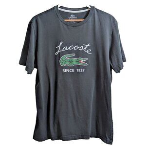 Lacoste Mens Size Small‎ T-Shirt Black Large Croc & Logo